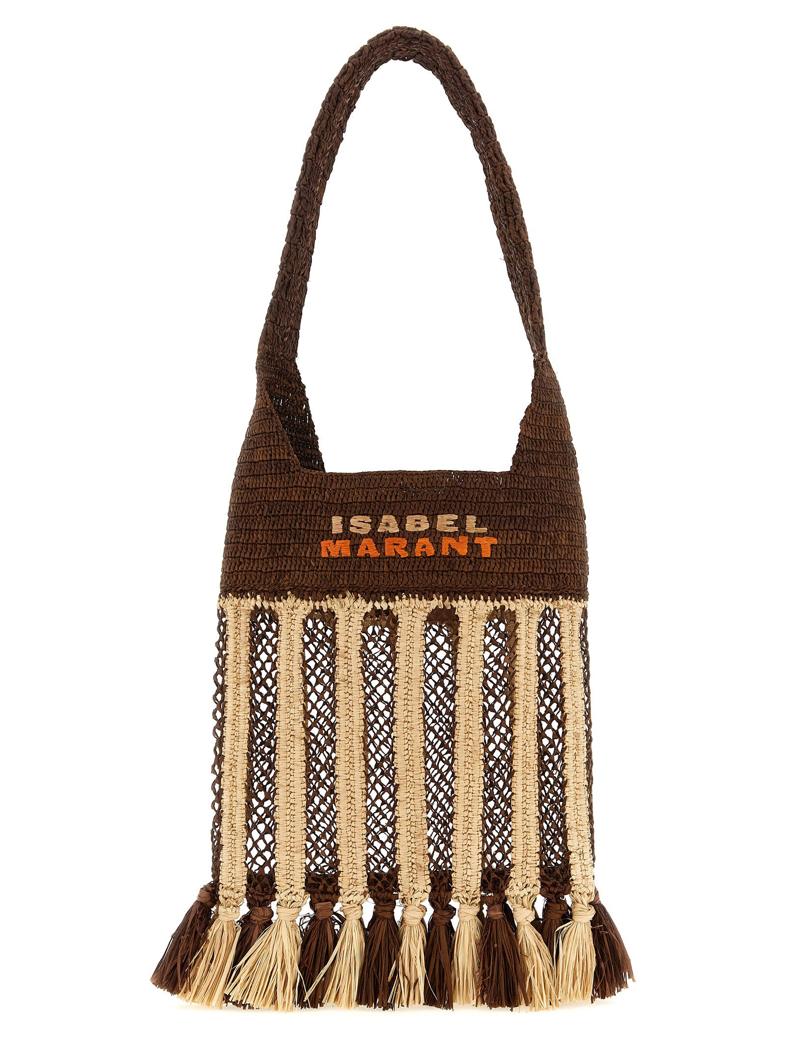 Brown Raffia Shoulder Bag
