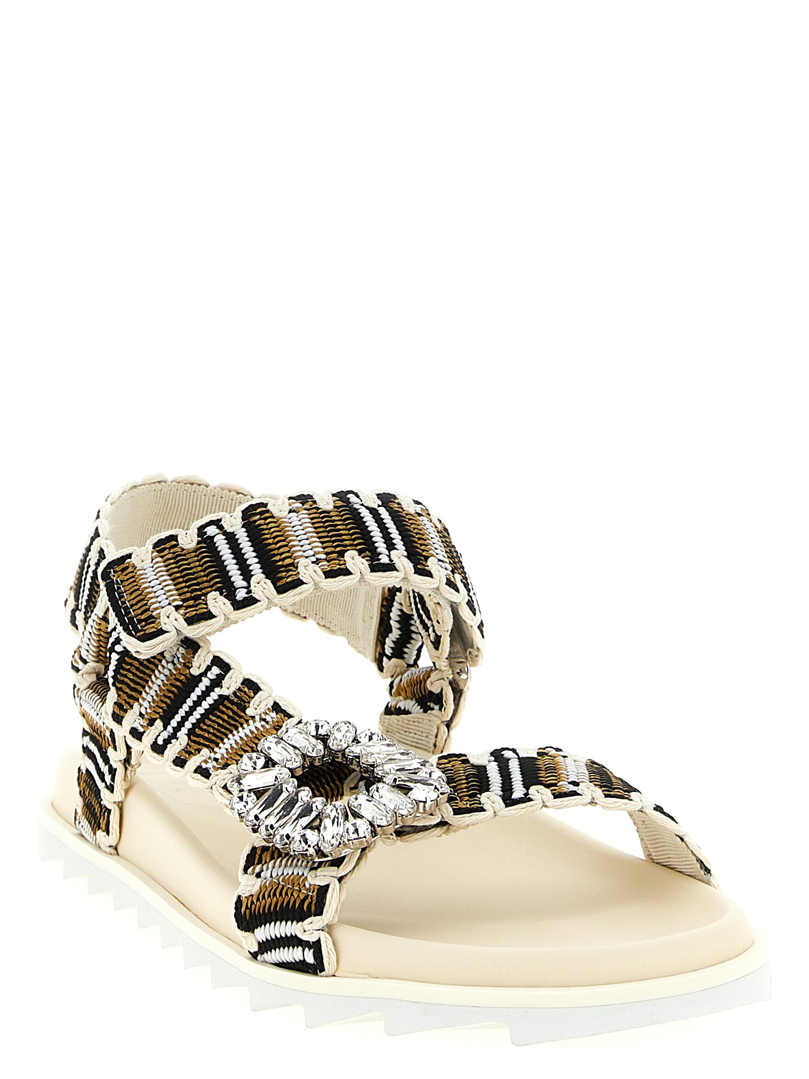 Multicolor Polyester Flat Sandals