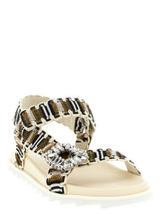 Multicolor Polyester Flat Sandals