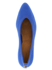 Blue Cotton Mid Heel Pumps
