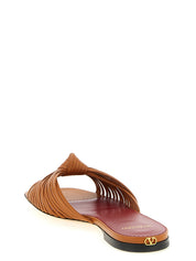 Valentino Garavani Brown Goatskin Slides