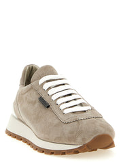 Brunello Cucinelli Beige Calfskin Athletic Sneakers