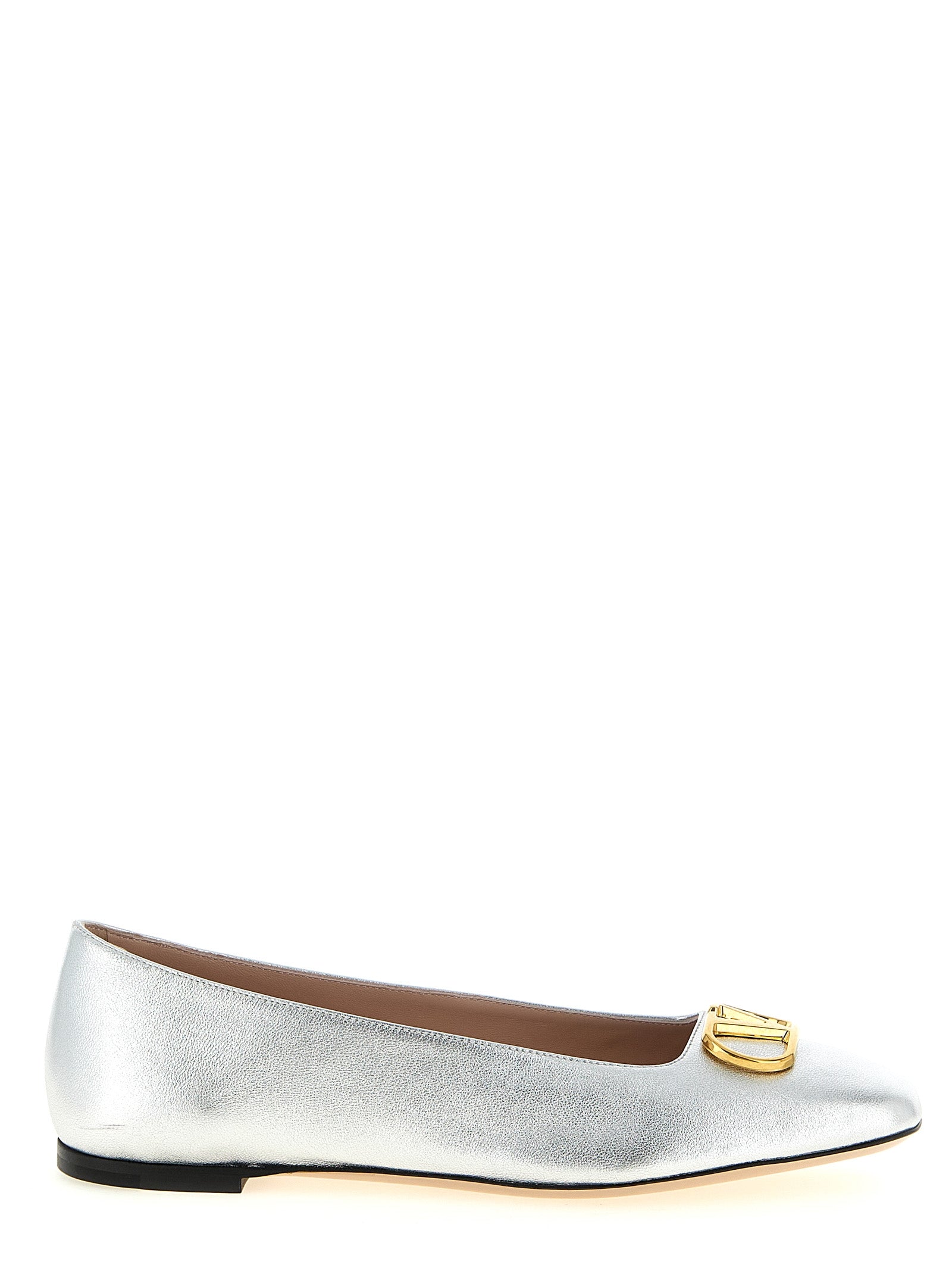 Silver Lamb Leather Ballet Flats