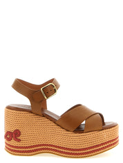 Chloé Brown Calfskin Wedge Sandals