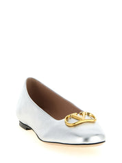Silver Lamb Leather Ballet Flats