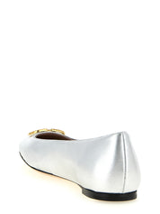 Silver Lamb Leather Ballet Flats