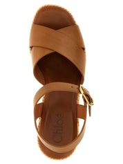 Chloé Brown Calfskin Wedge Sandals