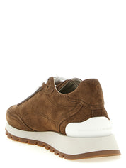 Brunello Cucinelli Brown Calfskin Low Top Sneakers Brunello Cucinelli