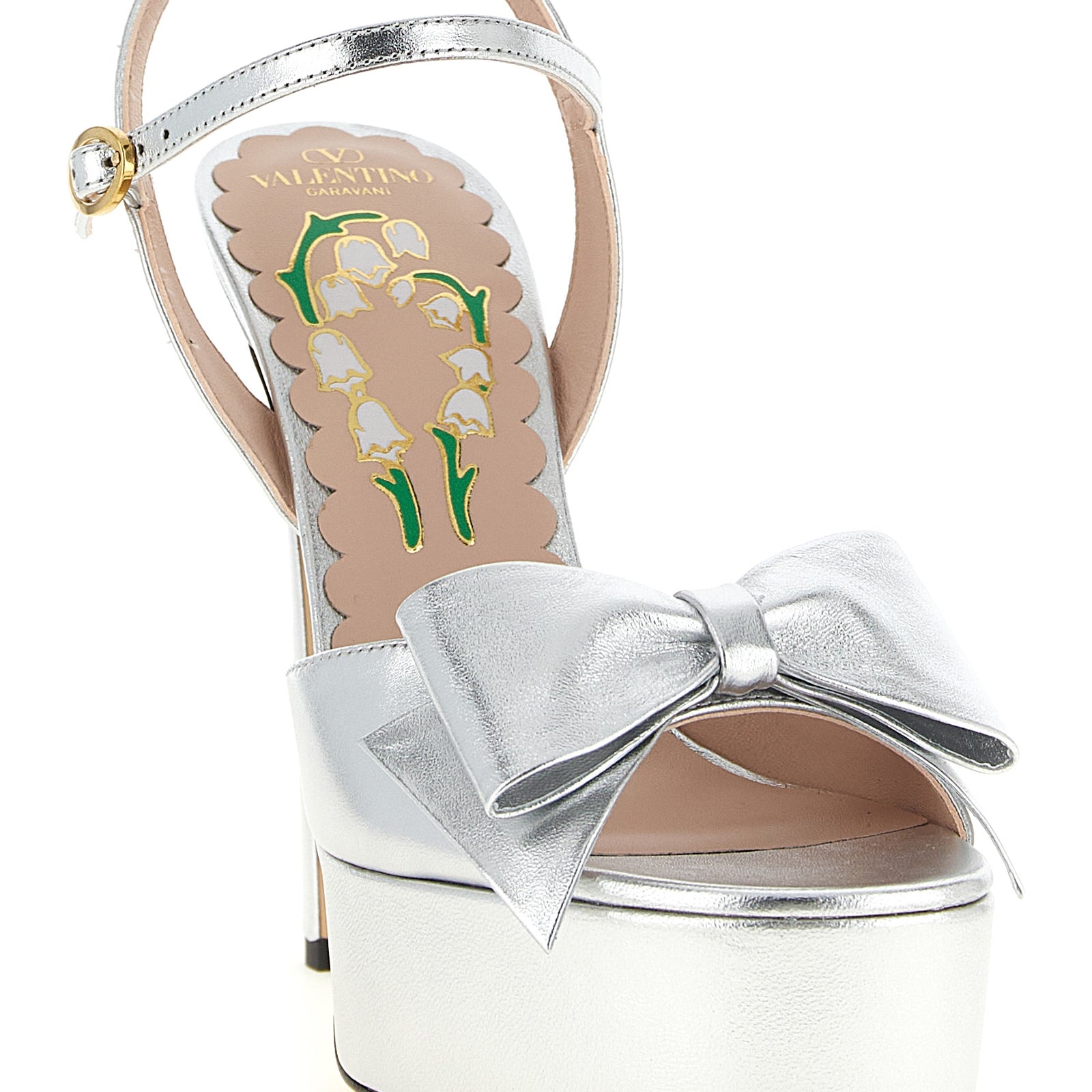 Valentino Garavani Silver Leather Stiletto Heel Sandals Valentino Garavani