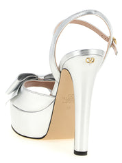 Valentino Garavani Silver Leather Stiletto Heel Sandals Valentino Garavani
