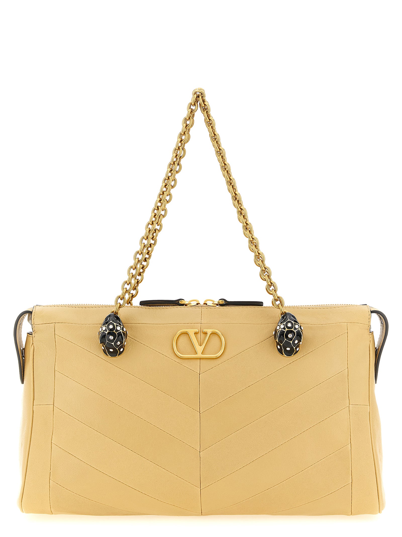 Valentino Garavani Beige Lamb Leather Shoulder Bag