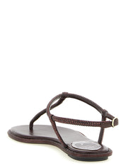 Brown Viscose Flat Sandals