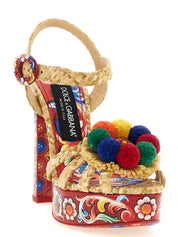Dolce & Gabbana Multicolor Viscose Stiletto Heel Sandals