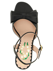 Black Calfskin Stiletto Heel Sandals
