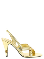 Versace Gold Lamb Leather Stiletto Heel Sandals