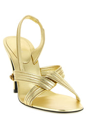 Versace Gold Lamb Leather Stiletto Heel Sandals