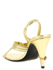 Versace Gold Lamb Leather Stiletto Heel Sandals