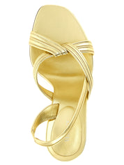 Versace Gold Lamb Leather Stiletto Heel Sandals