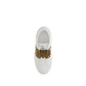 White Calf Leather Bos Taurus Sneakers