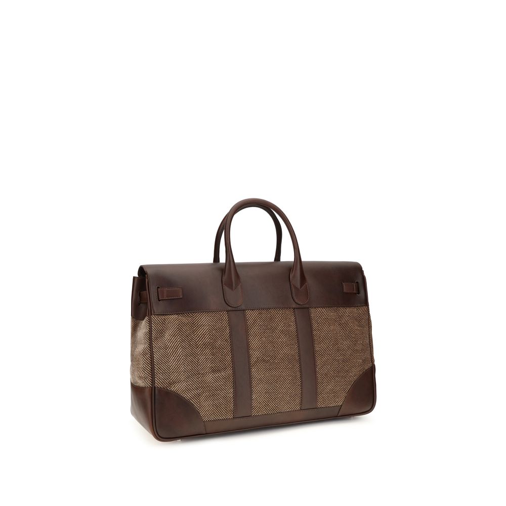 Brunello Cucinelli Brown Calf Leather Bos Taurus Luggage And Travel