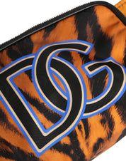 Brown Tiger Print Nylon Fanny Waist Pack Borse Men Bag