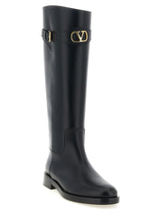 Valentino Garavani Black Calfskin Over The Knee