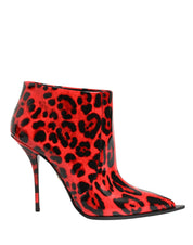 Dolce & Gabbana Red Leopard Cardinale Ankle Boots Shoes