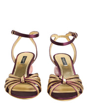 Dolce & Gabbana Purple Gold Keira Pearl Heels Sandals Shoes