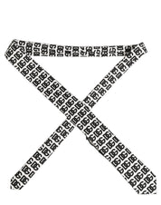 White Black Logo Monogram Wide Adjustable Men Necktie Tie