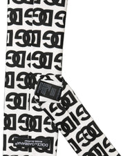 White Black Logo Monogram Wide Adjustable Men Necktie Tie