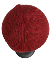 Women Bordeaux Wool Knitted Winter Beanie Capello Hat