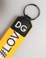 Yellow Logo Polyester Silver Brass Holder Keychain Keyring