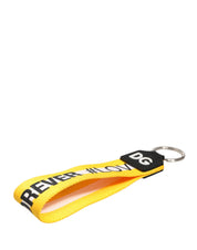 Yellow Logo Polyester Silver Brass Holder Keychain Keyring