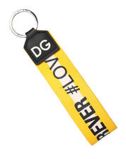 Yellow Logo Polyester Silver Brass Holder Keychain Keyring