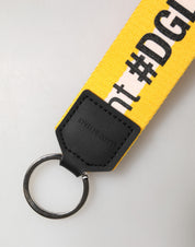 Yellow Logo Polyester Silver Brass Holder Keychain Keyring
