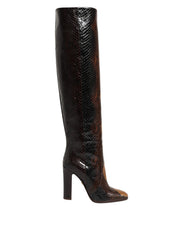 Brown Exotic Leather Knee High Boots Shoes