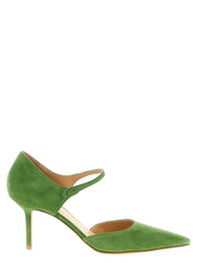 Bicolor Goatskin Mid Heel Pumps