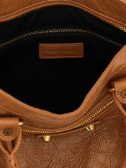 Brown Lamb Leather Handbag