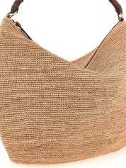 Beige Raffia Shoulder Bag