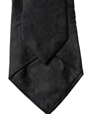 Black Paisley Woven Silk Adjustable Women Necktie Tie