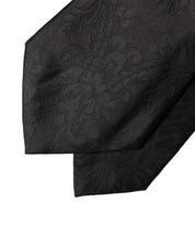 Black Paisley Woven Silk Adjustable Women Necktie Tie