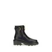 Valentino Garavani Black Calf Leather Bos Taurus Ankle Boots