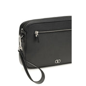 Valentino Garavani Black Calf Leather Bos Taurus Handbag
