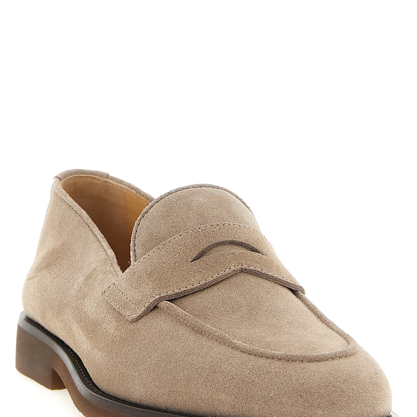 Brunello Cucinelli Gray Calfskin Slip-On Loafers Brunello Cucinelli