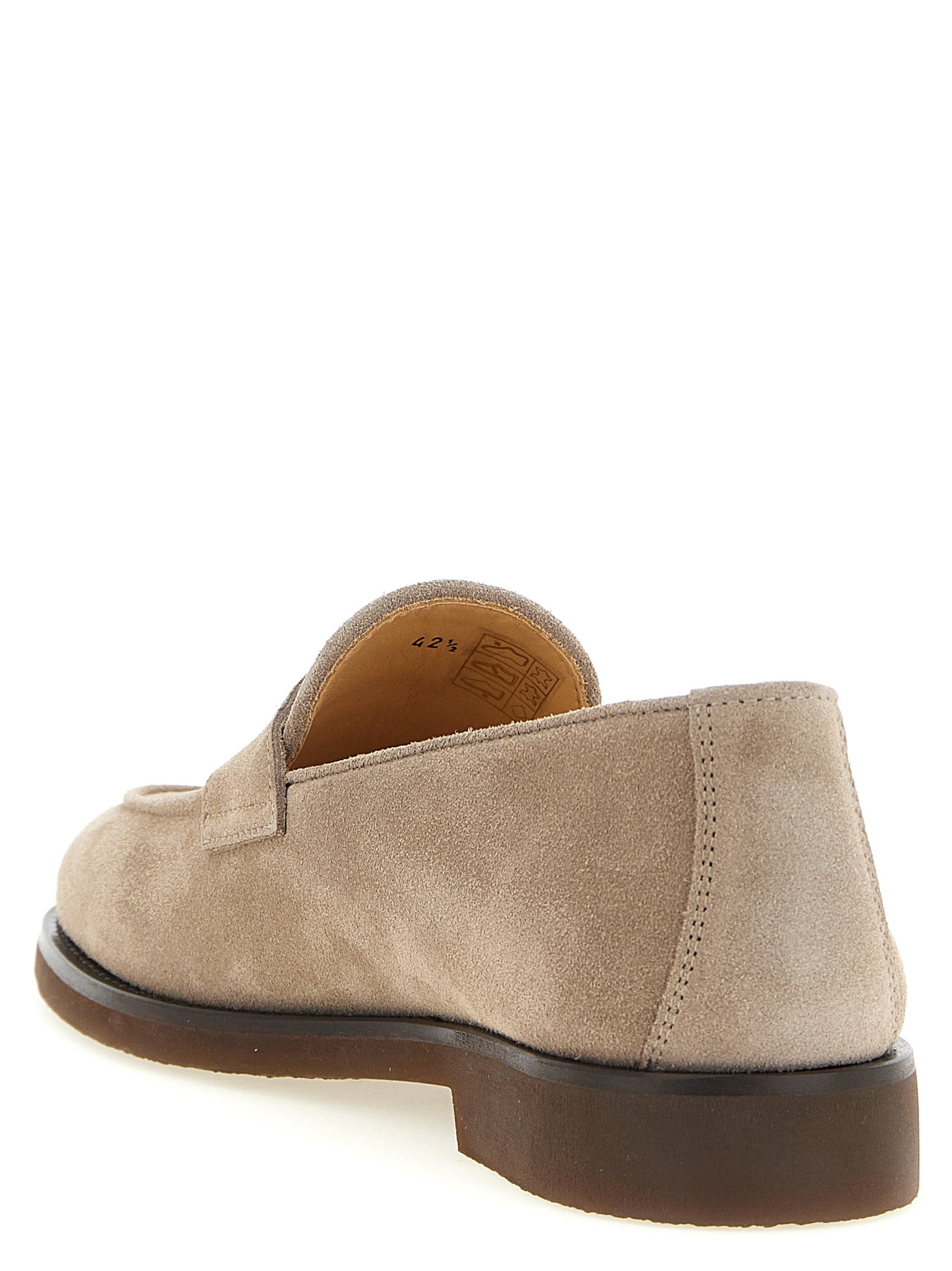 Brunello Cucinelli Gray Calfskin Slip-On Loafers