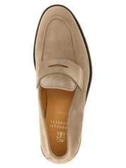 Brunello Cucinelli Gray Calfskin Slip-On Loafers