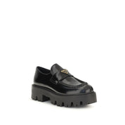 Prada Black Calf Leather Bos Taurus Slip-On Loafers