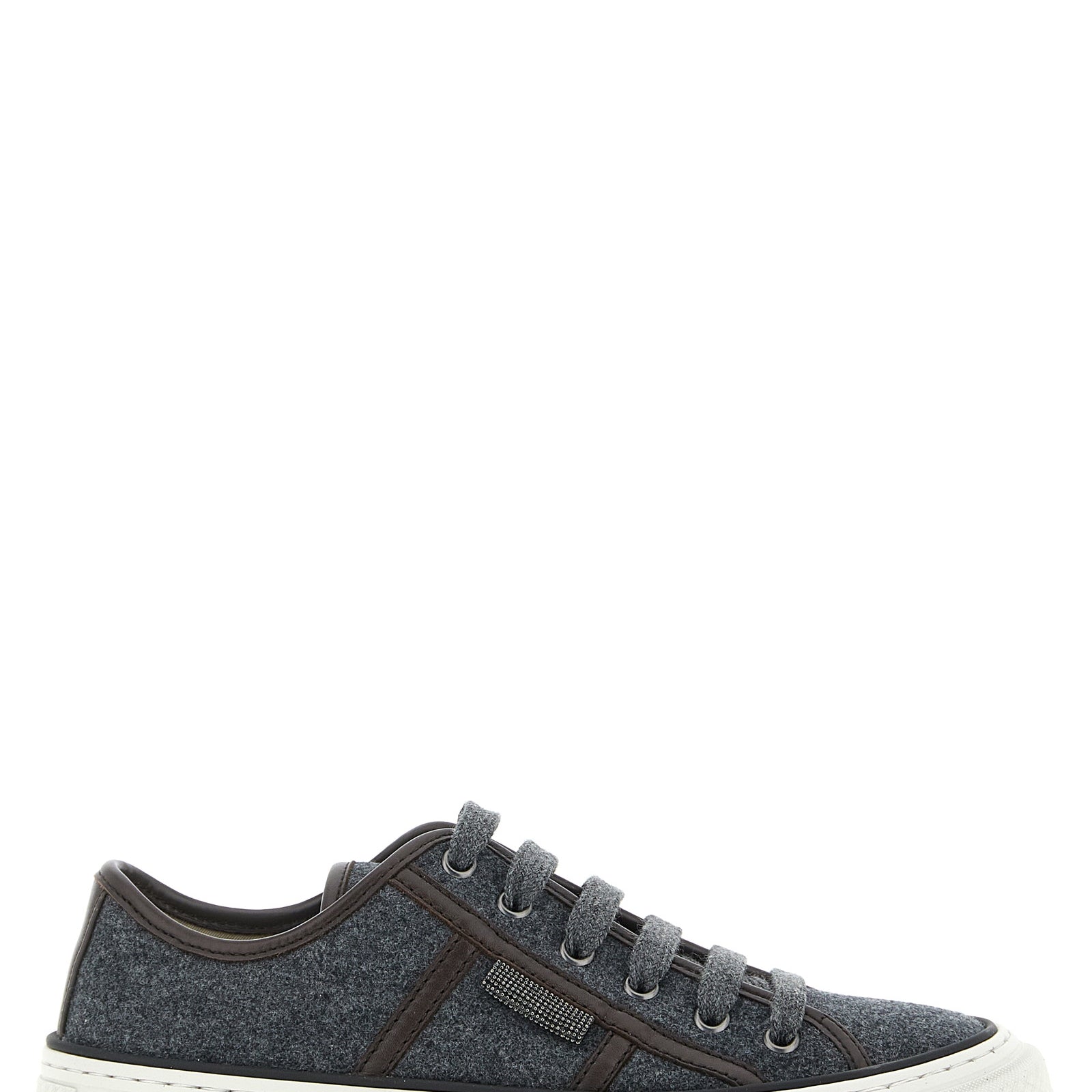 Brunello Cucinelli Gray Virgin Wool Low Top Sneakers Brunello Cucinelli
