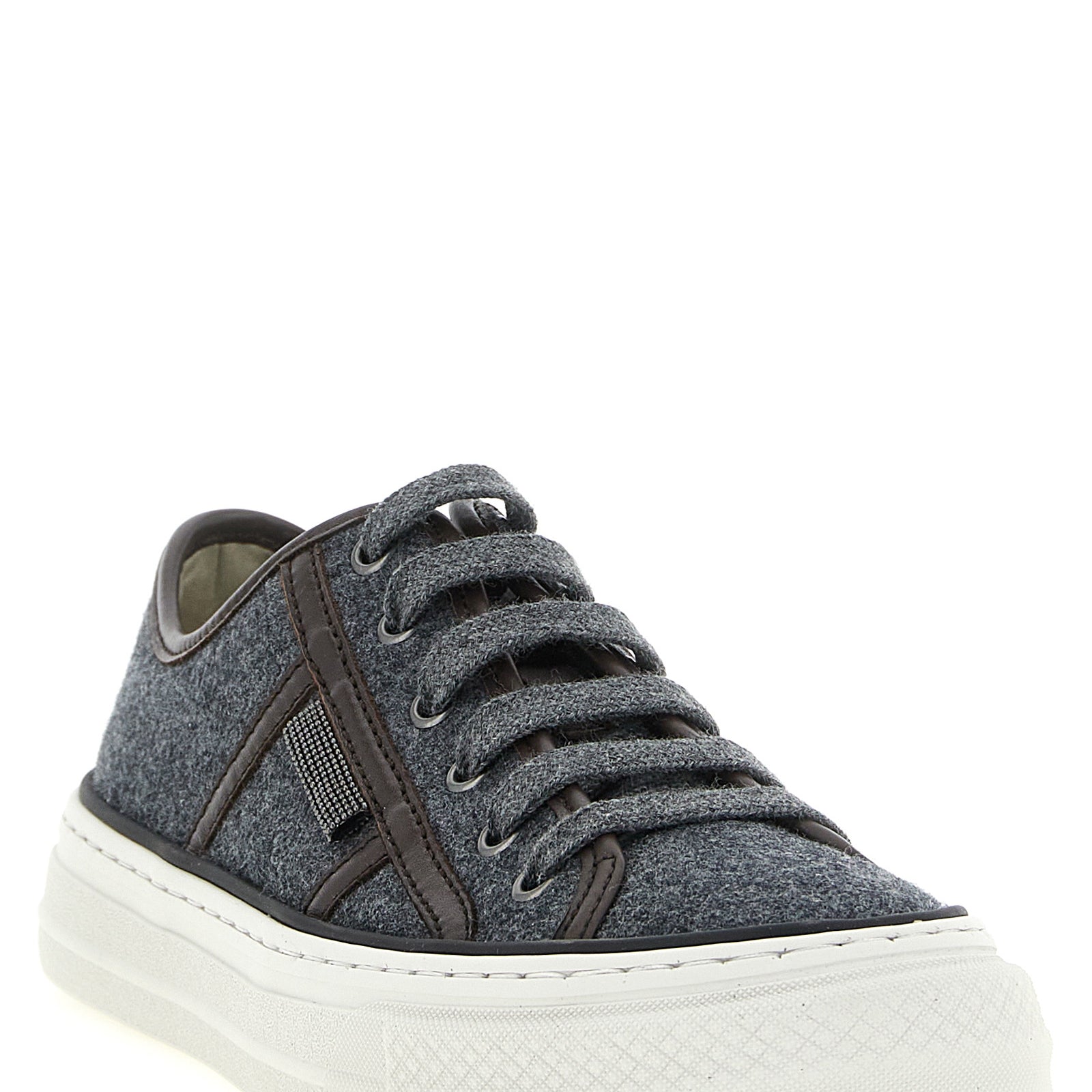 Brunello Cucinelli Gray Virgin Wool Low Top Sneakers Brunello Cucinelli