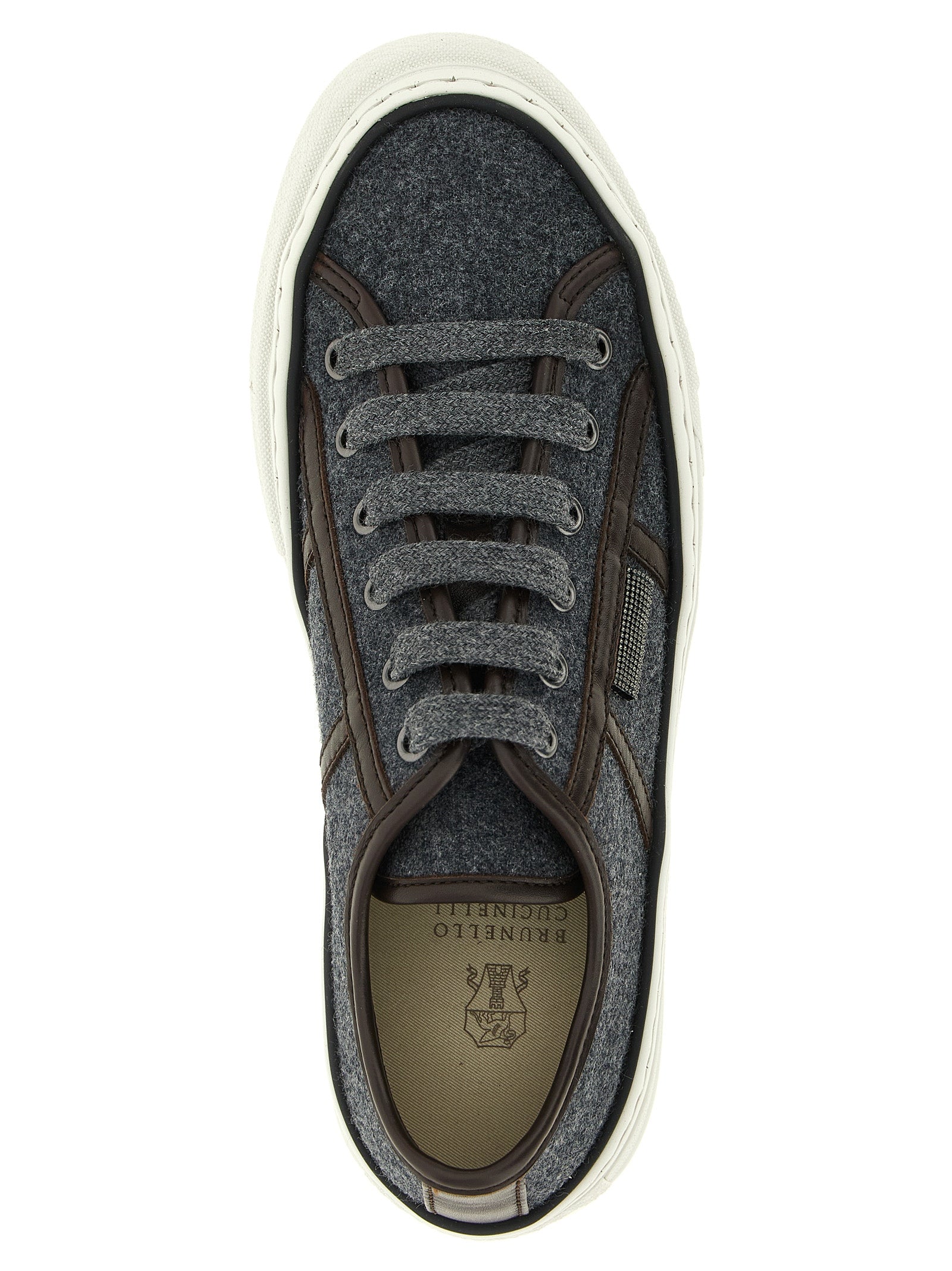 Brunello Cucinelli Gray Virgin Wool Low Top Sneakers Brunello Cucinelli